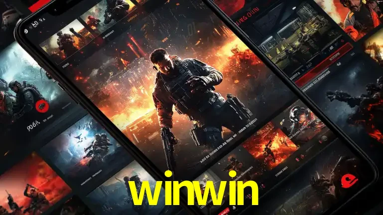 Tela de um celular exibindo uma galeria de jogos de tiro com temática militar, mostrando a variedade de e-sports disponíveis para apostas na plataforma de entretenimento winwin.