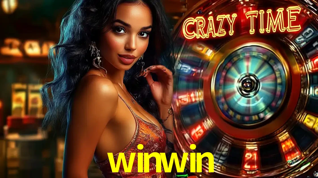Mulher elegante ao lado da vibrante roda da fortuna do jogo de cassino ao vivo Crazy Time, um dos game shows mais populares e cheios de prêmios do winwin.